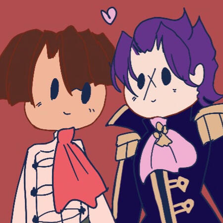 Profile picture of both accounts featuring Kazuma asogi and Barok van zieks from great ace attorney drawn in a very cartoony way
